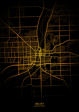 Joliet City Map Gold