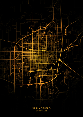 Springfield City Map Gold