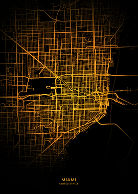 Miami City Map Gold