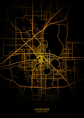 Lakeland City Map Gold