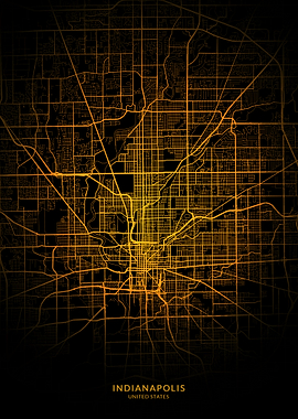 Indianapolis City Map Gold