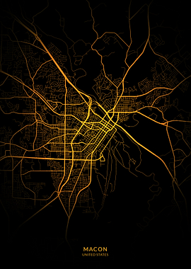 Macon City Map Gold