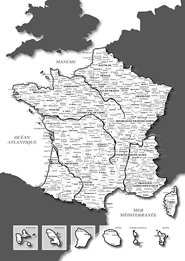 Map of France : White
