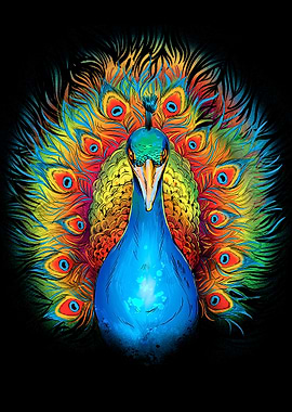 Peacock Bird painted