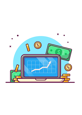 Laptop With Coin Money