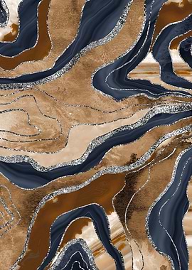 Earthy Navy Marble Silver