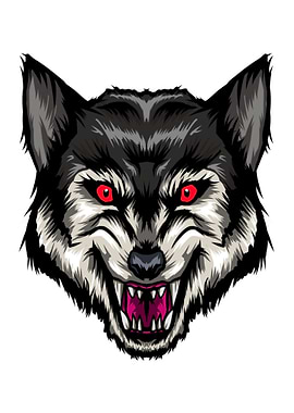 Angry Wolf Head Red Eyes