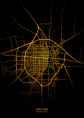 Abilene City Map Gold
