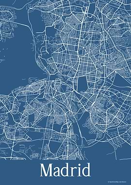 Madrid Spain Blue Map