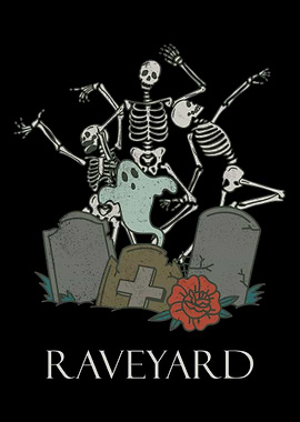 Funny Skeleton Raving Rave