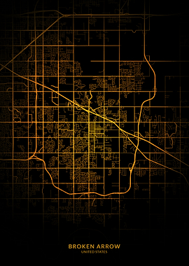 Broken Arrow City Map Gold