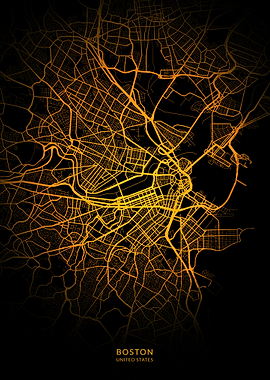 Boston City Map Gold