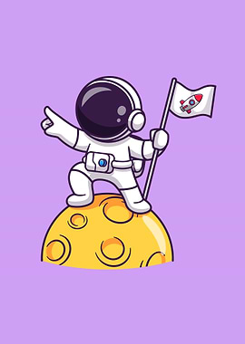 astronaut holding flag on