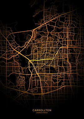 Carrollton City Map Gold