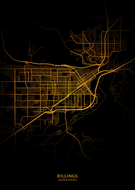 Billings City Map Gold