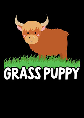 Grass Puppy Highland Cow