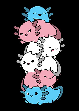 Kawaii Axolotl Pile