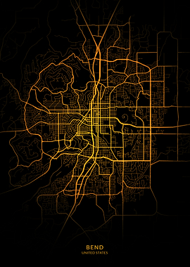 Bend City Map Gold