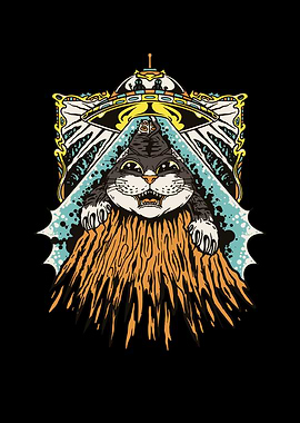 Alien abduction cat design