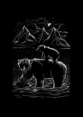 Bear family in nature