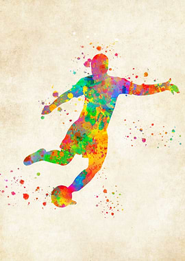 Football watercolor player