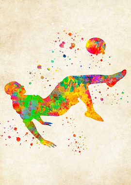 Football watercolor player