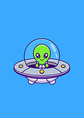 alien flying with ufo