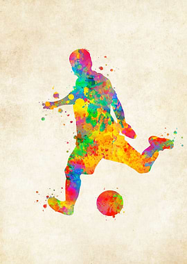 Football watercolor player
