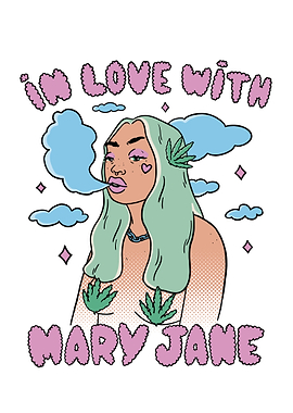 Hippie woman smoking weed