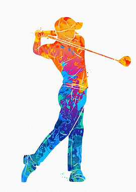 Abstract golf player
