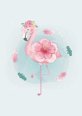 Cute Flowery Flamingo