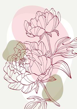 Peony Flowers Art