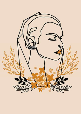 Woman with Flowers Abstrac