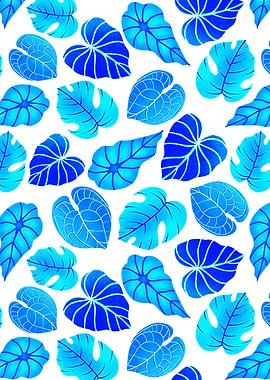Vibrant blue tropic leaves