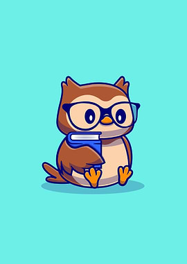 Cute owl with book