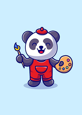 Cute panda painting