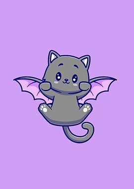 Cute cat bat flying