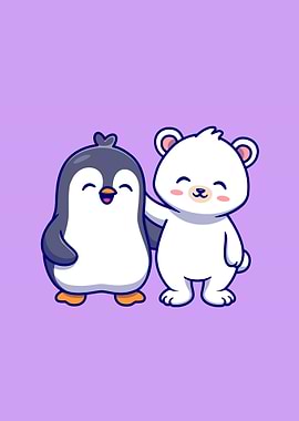 polar bear with penguin