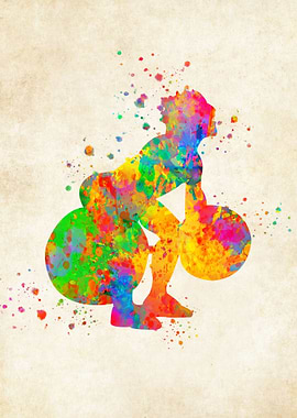 weightlifting watercolor