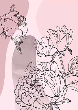 Peony Flowers Art