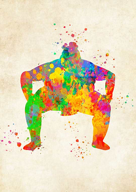 Sumo japan watercolor