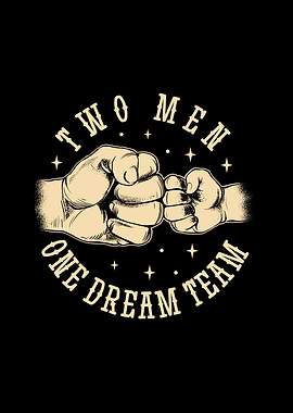 Father and son bump fists