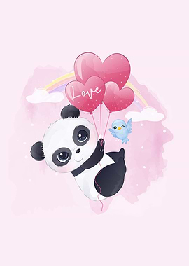 Cute Panda In Watercolor