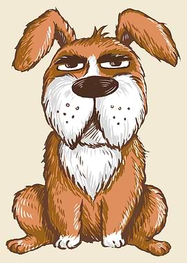 Serious dog cartoon Poster