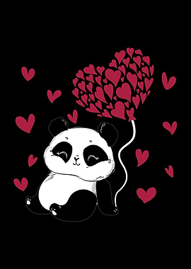 Kawaii Panda Heart Cute