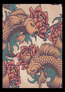 Abstract Japanese Fish