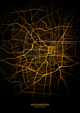 Greensboro USA City Map