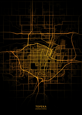 Topeka City Map Gold