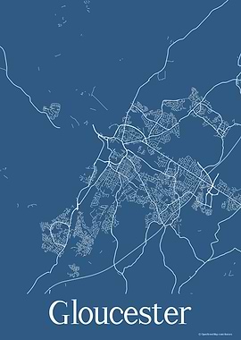 Gloucester UK Blue Map