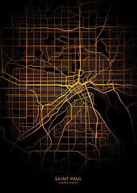 Saint Paul City Map Gold